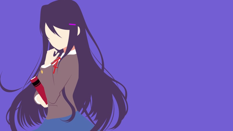one person, females, Doki Doki Literature Club, copy space, Yuri (Doki Doki Literature Club), sky, visual novel, lifestyles, outdoors, purple, women, pink color