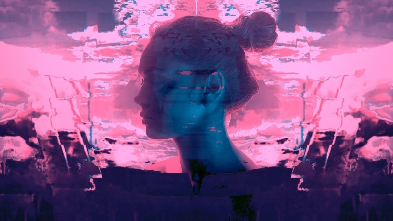 three quarter length, communication, front view, Hair Bun, Closed Eyes, city, robot, digital composite, cyborg, standing, one person, nature, adult, 1080P