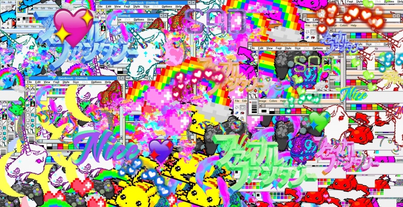 rainbows, heart, Unicorns, Kanji, 1080P, Chinese Characters, LSD, Pikachu