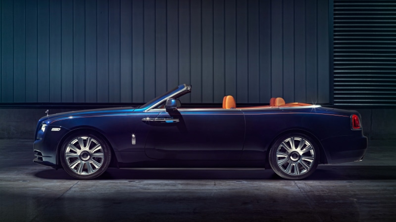 4K, convertible, car, blue, royce, dawn, rolls, Rolls-Royce Dawn
