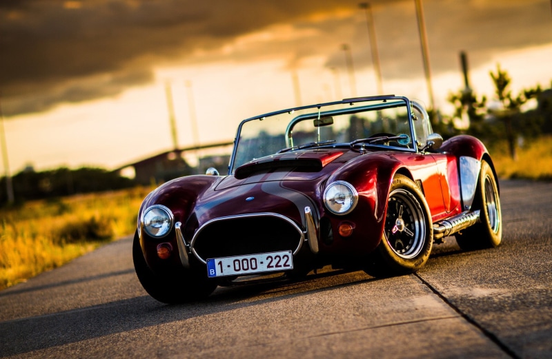 Shelby Cobra, 1080P, red cars, car, sunlight, Convertible, Shelby, shadow