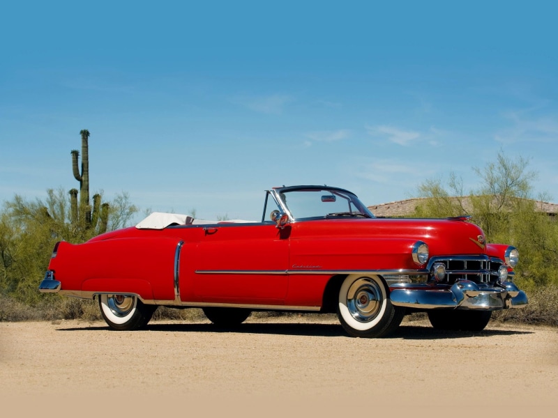 vintage, classic, two, car, 1080P, sixty, coupe, cars, cadillac, antique, red, convertible, 1952
