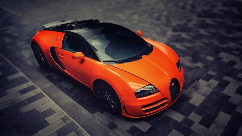 high angle view, orange, die, orange color, luxury, mode of transportation, racecar, car, 1080P, travel, transportation, sports car, city, land vehicle