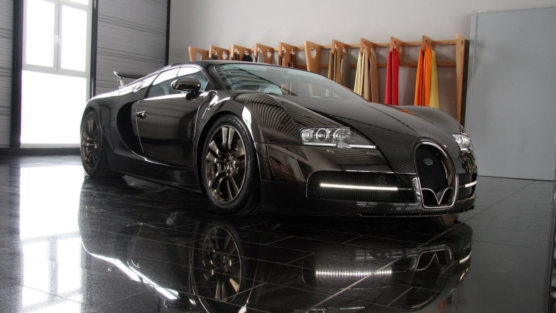wall - building feature, motor vehicle, transportation, bugatti, metal, still life, reflection, no people, black, architecture, Bugatti Veyron, stationary
