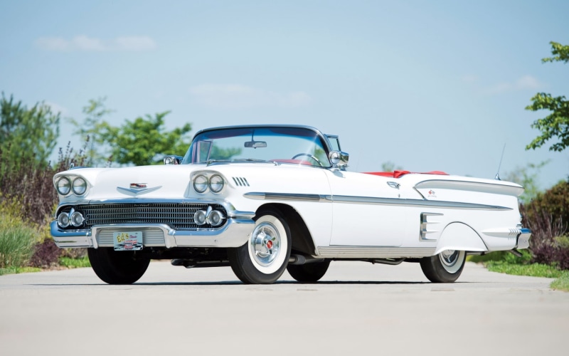 land Vehicle, old-fashioned, white, luxury, nostalgia, history, front View, ford Motor Company, chrome, restoring, sky, side view, 1958, outdoors, engine