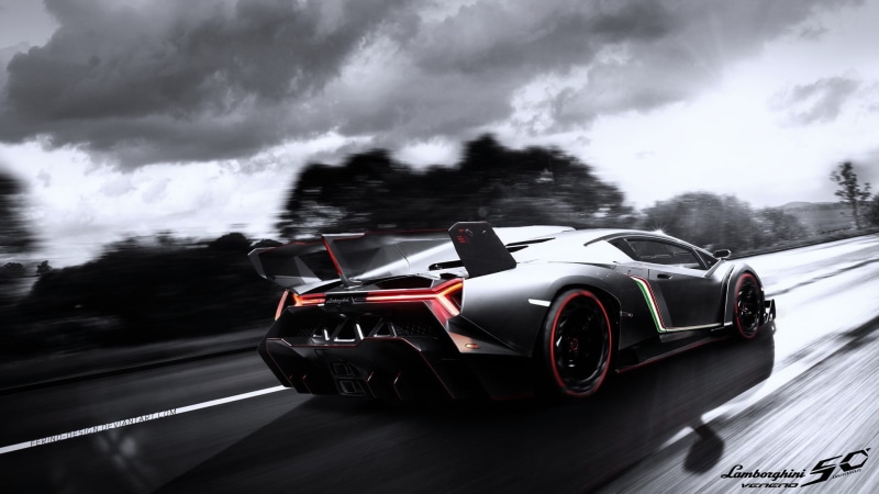 car, sport, motion, wheel, Lamborghini Veneno, competition, transportation, speed, blurred motion, 1080P, professional sport, sign, motor racing track