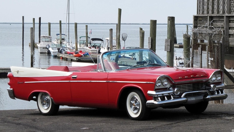 1080P, coronet, dodge, d, 1958, antique, water, super, classic, d-500, lake, convertible, vintage