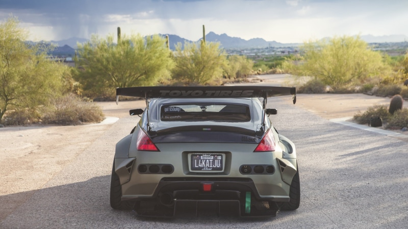 road, 350z, Nissan, transportation, cloud - sky, land vehicle, outdoors, plant, mode of transportation, sunny, sky, stationary, land, 1080P, the way forward