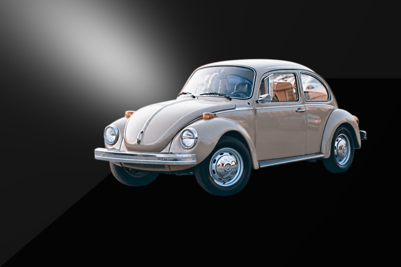 silver colored, retro styled, black background, 4K, automotive, pkw, vw, collectors car, wealth, chrome, volkswagen, old, antique, copy space, historically