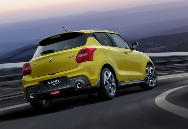 (2018), yellow, suzuki, no people, retro styled, 720P, road, nature, sky, land vehicle, sport, motor vehicle, car, swift, journey, day, transportation
