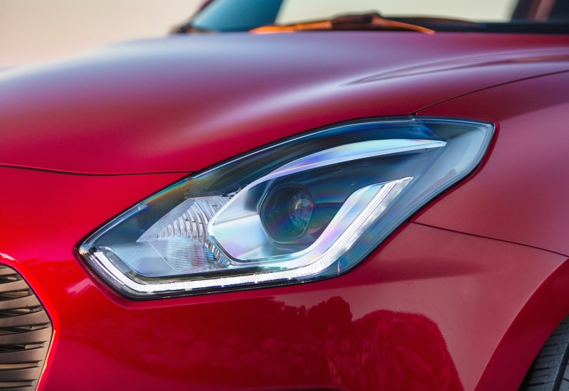 reflection, retail, customer, luxury, swift, (2018), windshield, red, car, transportation, vehicle light, modern, motor vehicle, electric lamp, silver colored