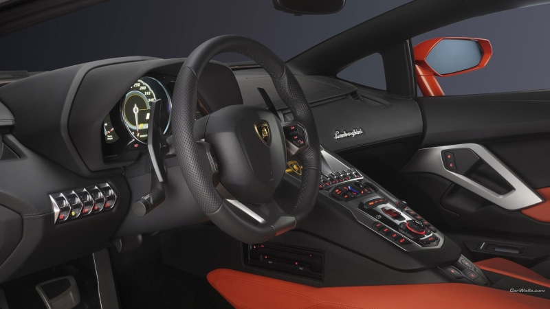 Lamborghini Aventador, car, Lamborghini, vehicle, Super Car, 1080P, car interior, steering wheel