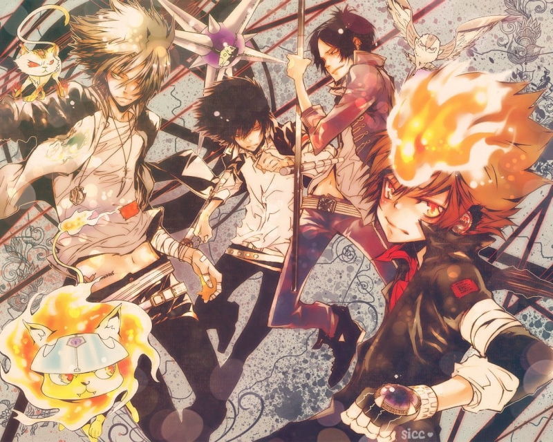  human representation, people, Anime, Kyoya Hibari, sunlight, men, day, festival, leisure activity, high angle view, Mukuro Rokudo, Katekyō Hitman Reborn!