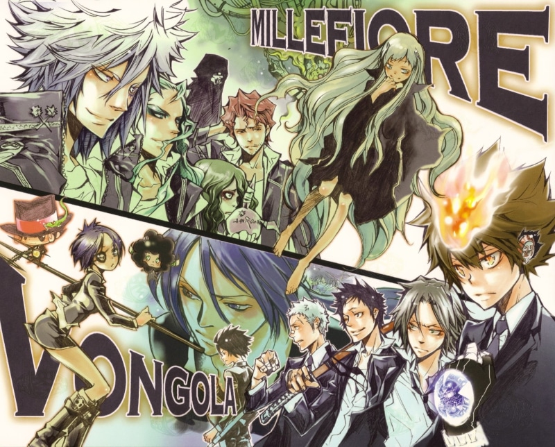 Kyoya Hibari, Anime, Chrome Dokuro, Katekyō Hitman Reborn!, Zakuro (Katekyō Hitman Reborn!), high angle view, text, Lambo (Katekyō Hitman Reborn!), communication
