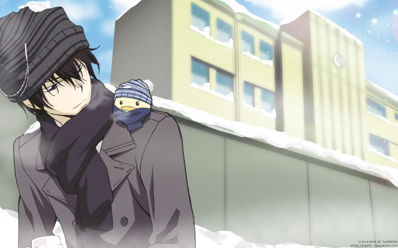 birds, 1080P, Katekyo Hitman Reborn!, snow, anime, Hibari Kyoya