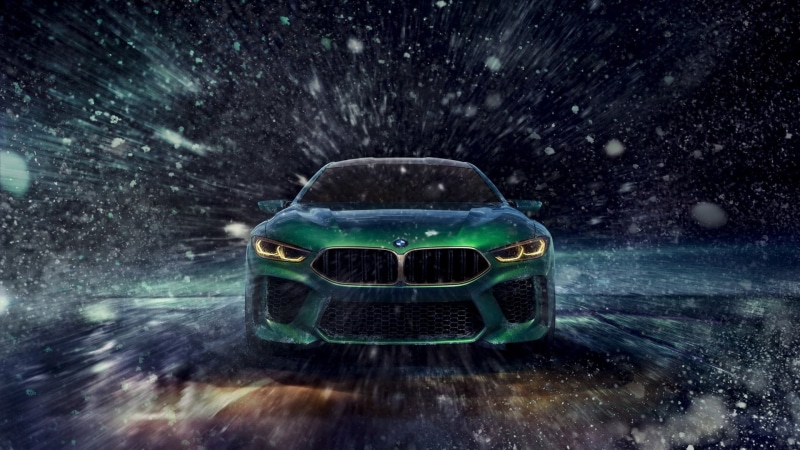 sign, demolished, no people, destruction, spooky, aggression, BMW M8 Gran Coupe, motion, sport, fantasy, horror, BMW, communication, bizarre, snowing, copy space