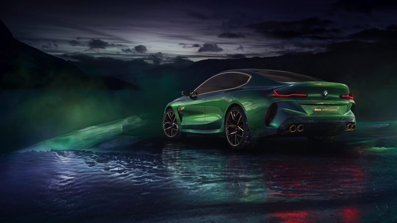 transportation, luxury vehicle, coupe, land vehicle, motor vehicle, beauty in nature, sky, motion, nautical vessel, 2018, bmw, executive car, green color