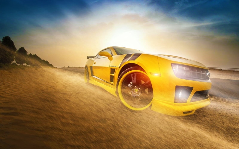 Sun, 1080P, Front, Bumblebee, Yellow, Transformers, Camaro, Car, Chevrolet
