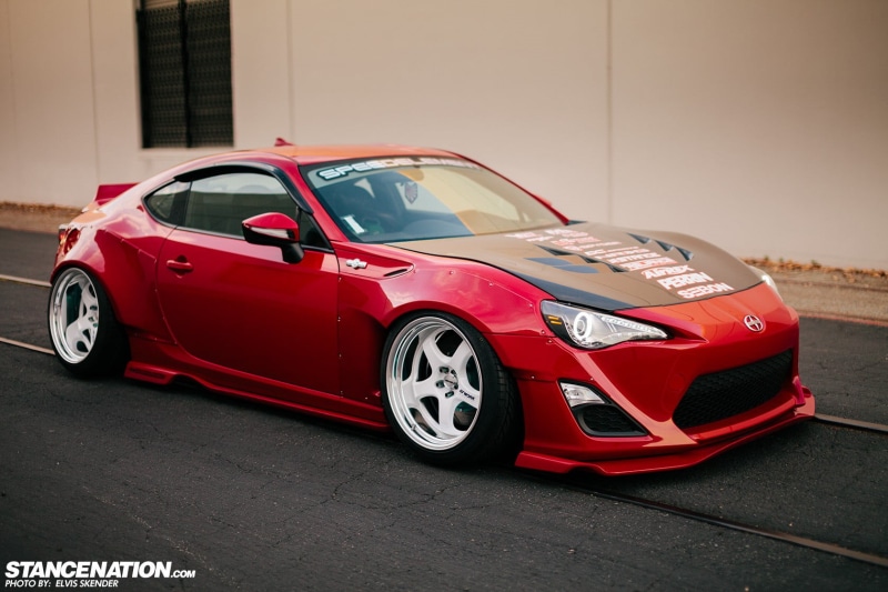 sports, no people, convertible, sports race, wealth, land vehicle, Scion FR-S, StanceNation, day, motor vehicle, black, red, Stance, 720P, mode of transportation