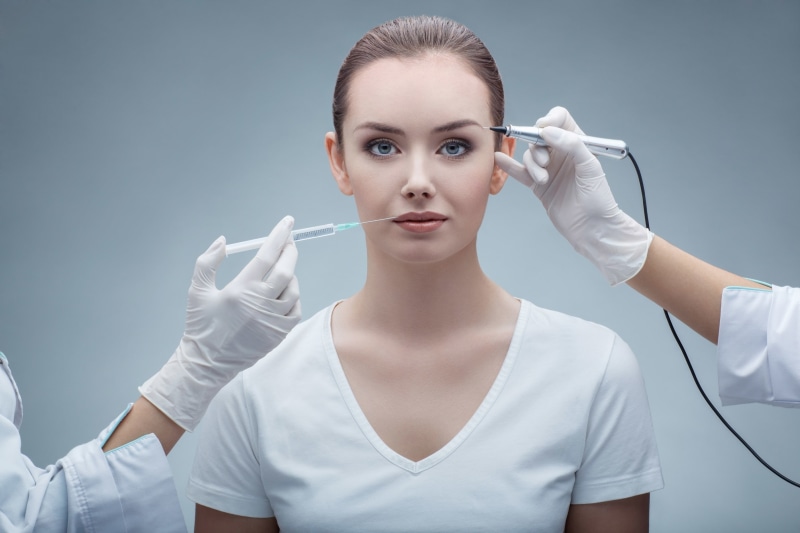 surgery, adult, women, front view, human body part, face, people, headshot, healthcare and medicine, studio shot, portrait, surgical glove, body care, beauty