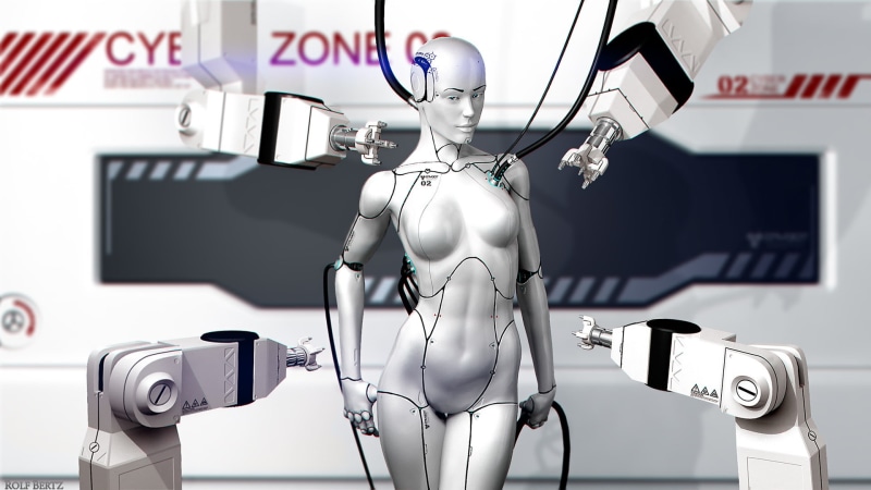 medical equipment, science fiction robot, no people, equipment, machinery, 1080P, representation, medical procedure, machine part, cyborg, human representation