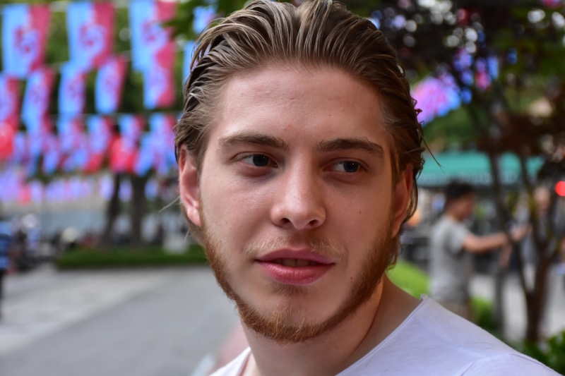 lifestyles, close-up, trabzon, human face, blond hair, street, turkish, 5K, portrait, handsome, outdoors, hairstyle, beautiful people, headshot, looking at camera