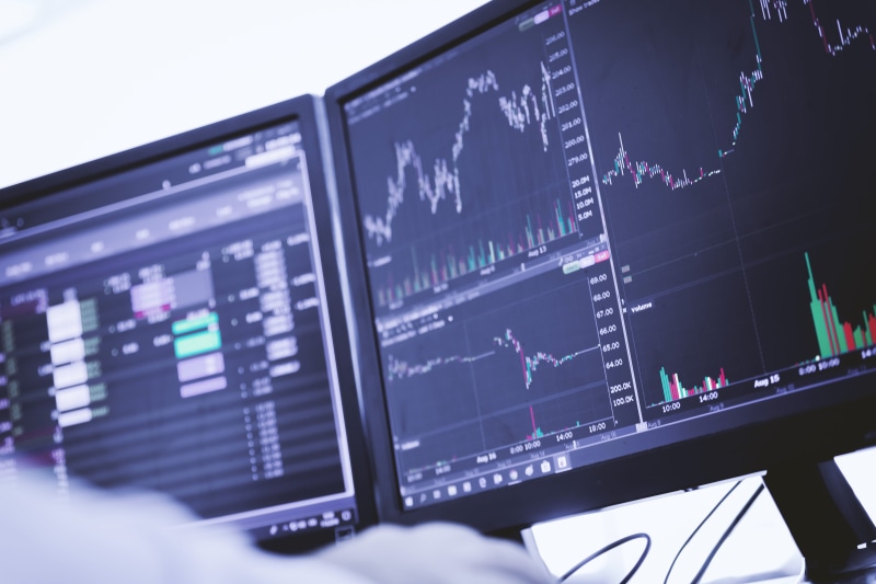 digital display, analyzing, stock market data, 5K, chart, economy, monitor, trading, finance, data, working, trader, exchange rate, business, corporate business