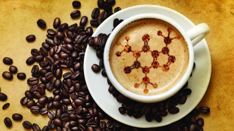 drink, chemical structures, coffee beans, science, chemistry, coffee, 1080P
