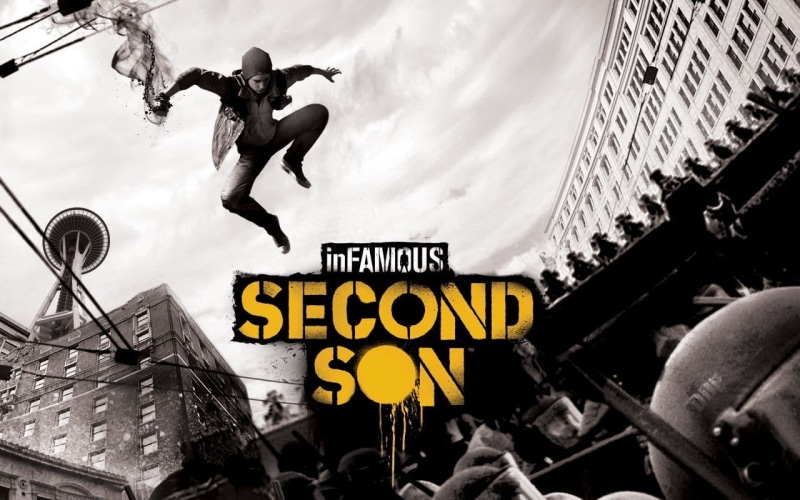 communication, text, sign, group of people, architecture, building exterior, men, city, people, sky, nature, full length, western script, Infamous: Second Son