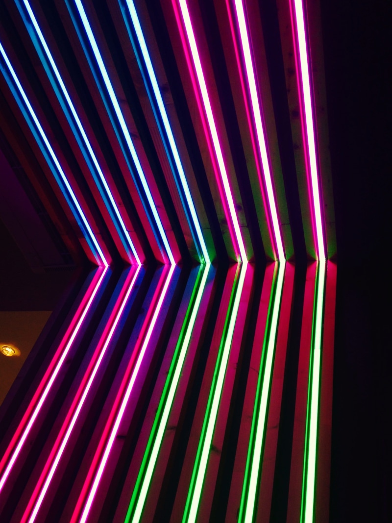full frame, line, color, pink, black background, close-up, geometric shape, backgrounds, no people, turned, striped, concept, low angle view, creativity