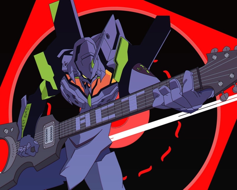 man, art and craft, arts culture and entertainment, spider, 720P, guitar, technology, music, EVA Unit 01, red, musical instrument, human representation