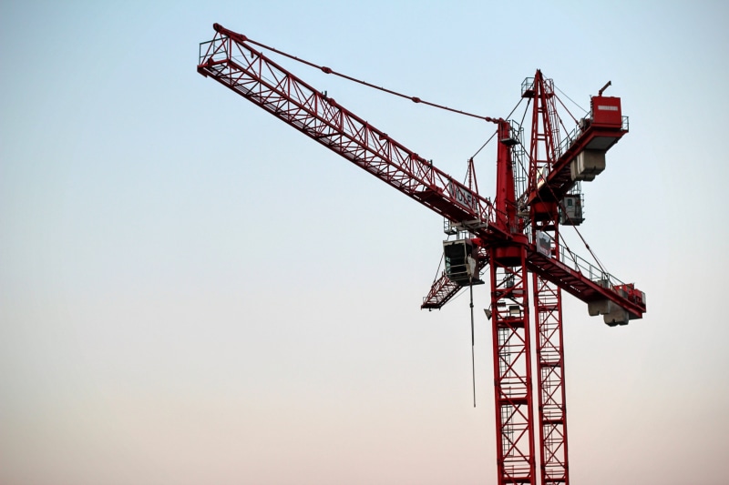 construction equipment, industry, built Structure, steel, day, low angle view, nature, technology, outdoors, development, business, no people, load crane