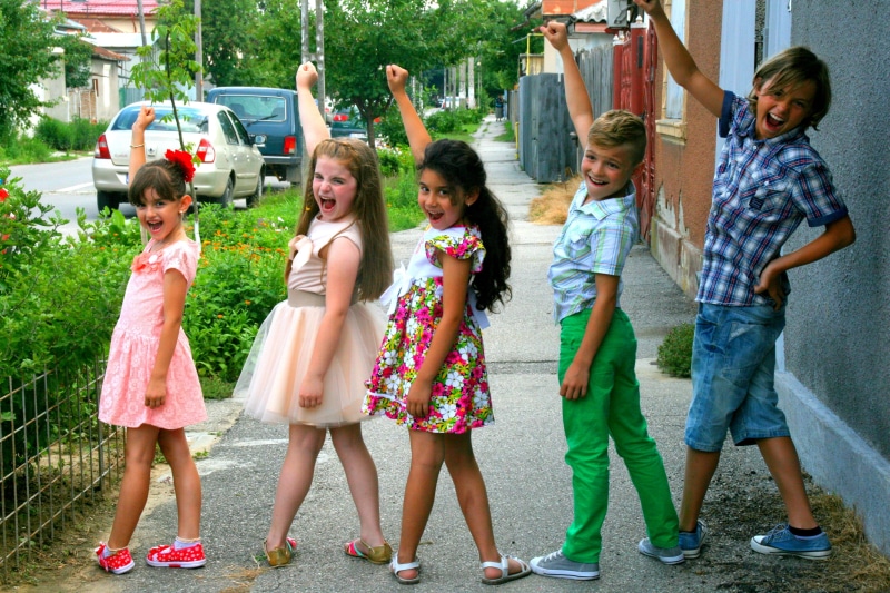 raising, elementary Age, caucasian Ethnicity, child, right, human arm, arms raised, cute, smiling, group Of People, emotion, females, sister, fun, day