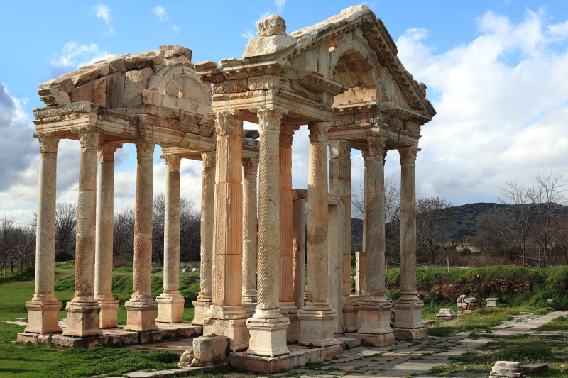 concrete, goddess, building, no people, masterpiece, old, hellenic, sculpture, the past, cloud - sky, day, sky, ancient greek, architecture, archeology