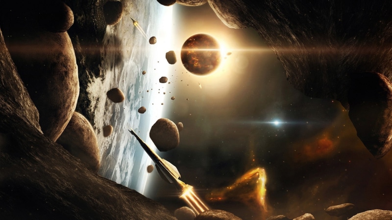 glowing, asteroid, star - space, planet, rock, astronomy, sea, scenics - nature, 1080P, no people, motion, universe, 3D, sunlight, fantasy, render, outdoors