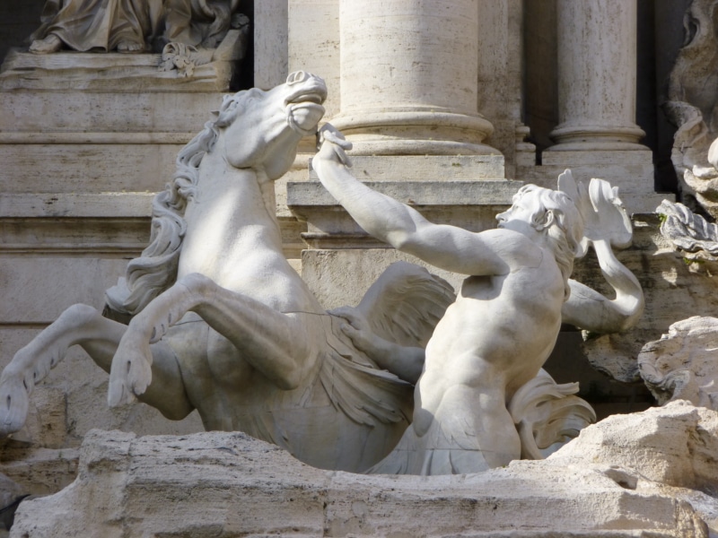 4K, sculpture, day, statue, travel, craft, sightseeing, male likeness, hercules, building exterior, carving - craft product, representation, roma, fontana di trevi