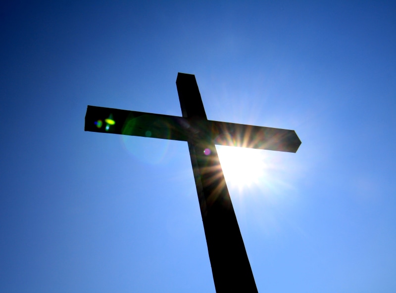 light, copy space, sunbeam, christianity, crucifix, day, hope, blue sky, 2K, easter, redemption, Sun, Blue, blue, spotlight, lens flare, angle, illuminated