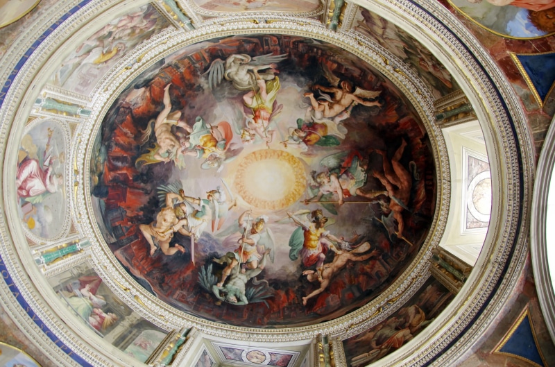 dome, human representation, directly below, art and craft, rome, indoors, no people, representation, ceiling, low angle view, building, italy, religion