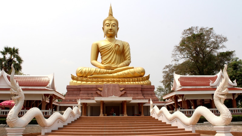 big buddha image, asia, buddhism, ubon ratchathani, gautama buddha, buddha, golden, statue, faith, thailand, 5K, religion