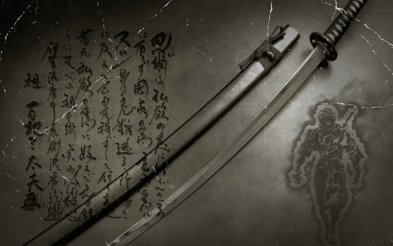 720P, anime, Japanese, sword, katana, typography, digital art, kanji