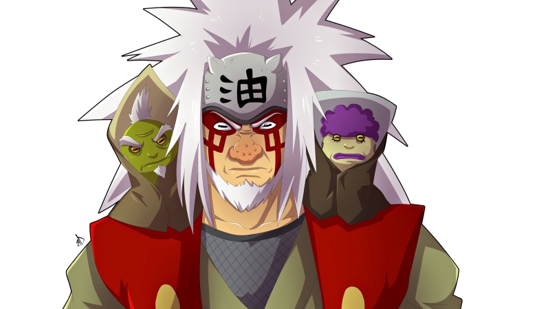 kanji, by vergildvs, Jiraya, Naruto Shippuden, to tysuyo, Naruto, 4K, Jiraya sage mode, frog, Fukasaku, Shima
