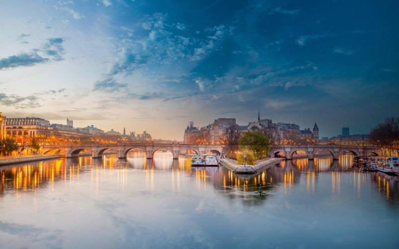 Paris, arch bridge, connection, travel destinations, nature, 1080P, France, architecture, water, built structure, building exterior, cloud - sky, arch
