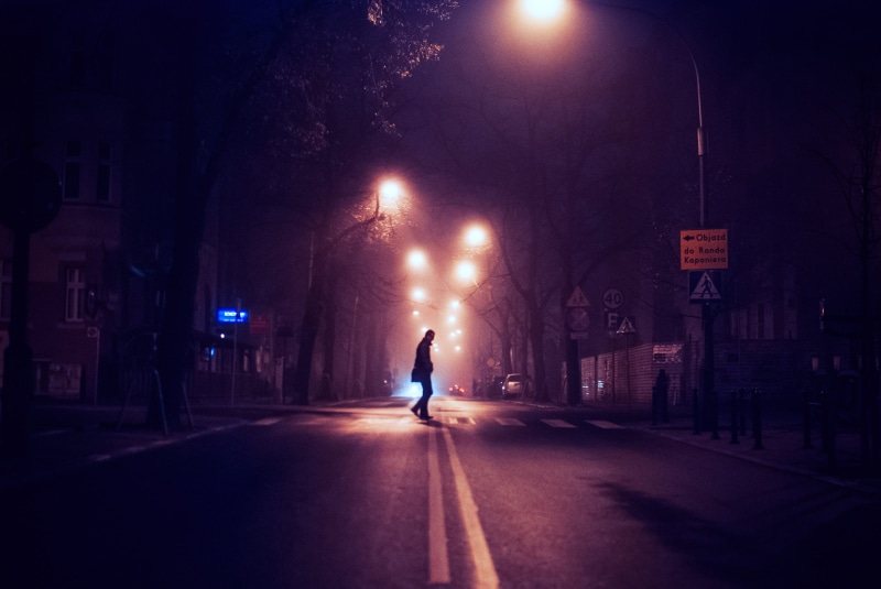 street, pedestrian, sport, yellow line, man, line, road, direction, male, nighttime, sign, poland, transportation, full length, mode of transportation