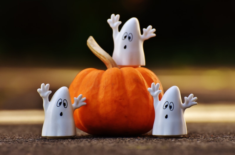 creepy, art and craft, no People, ghost, spooky, three, anthropomorphic, figure, 5K, Pumpkin, still life, holiday, representation, happy halloween, jack o lantern