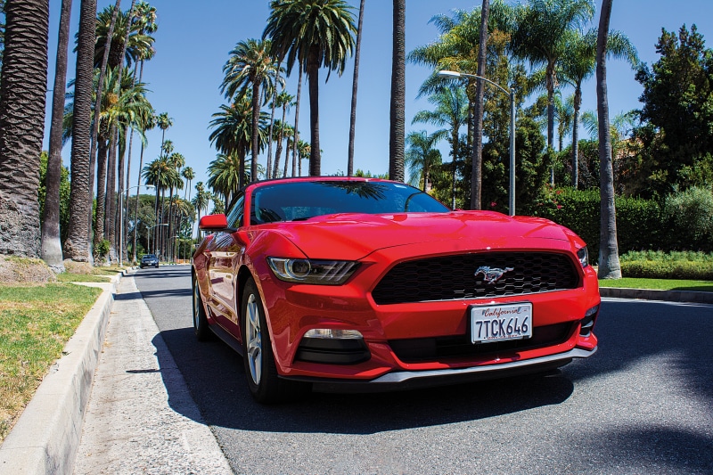 motor vehicle, transportation, daytime, car, 4K, convertible, road, day, nature, sports Car, beverly hills, mustang, modern, los angeles, text, city, mode of transportation