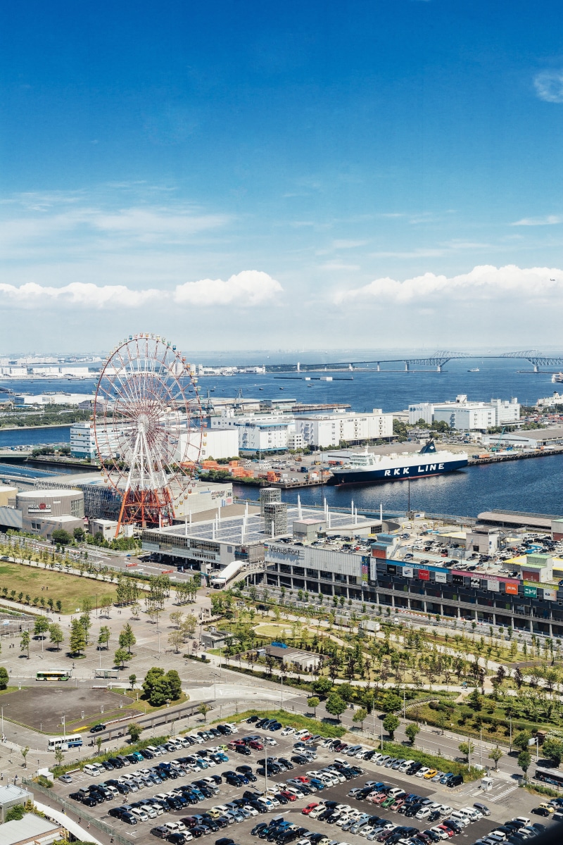 cloud - sky, amusement park, arts culture and entertainment, ferris wheel, big wheel, building exterior, 5K, high angle view, blue white-a surname, built structure