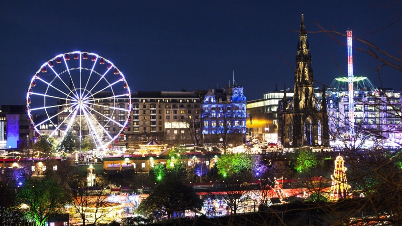 travel destinations, night, light, christmas, the ferris wheel, 4K, built structure, Ferris Wheel, outdoors, illuminated, nighttime, christmas market