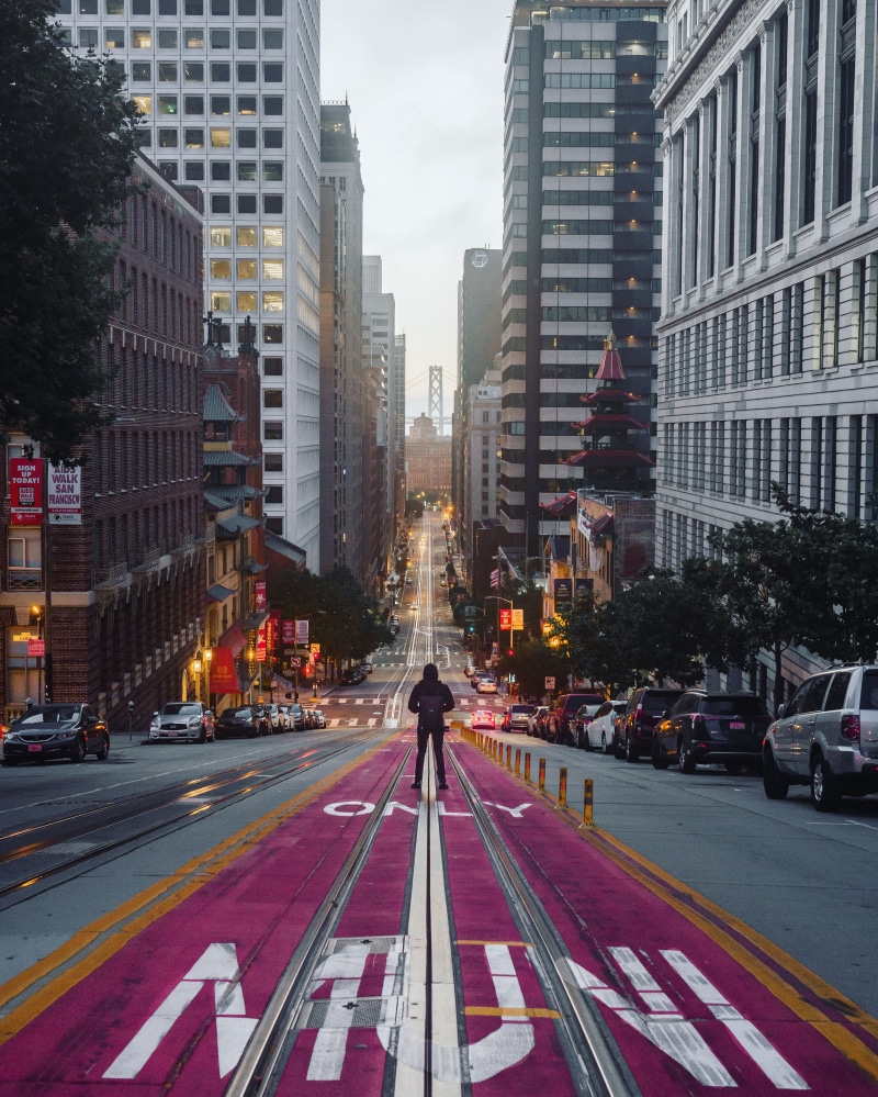 land vehicle, skyscraper, sign, light, mode of transportation, motor vehicle, the way forward, santa clarita, city street, city life, united states, lonely