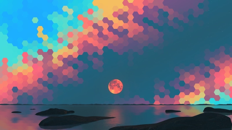 orange color, no people, Abstract, Sky, Geometry, Rock, multi colored, beauty in nature, 1080P, outdoors, balloon, art and craft, scenics - nature, Sea
