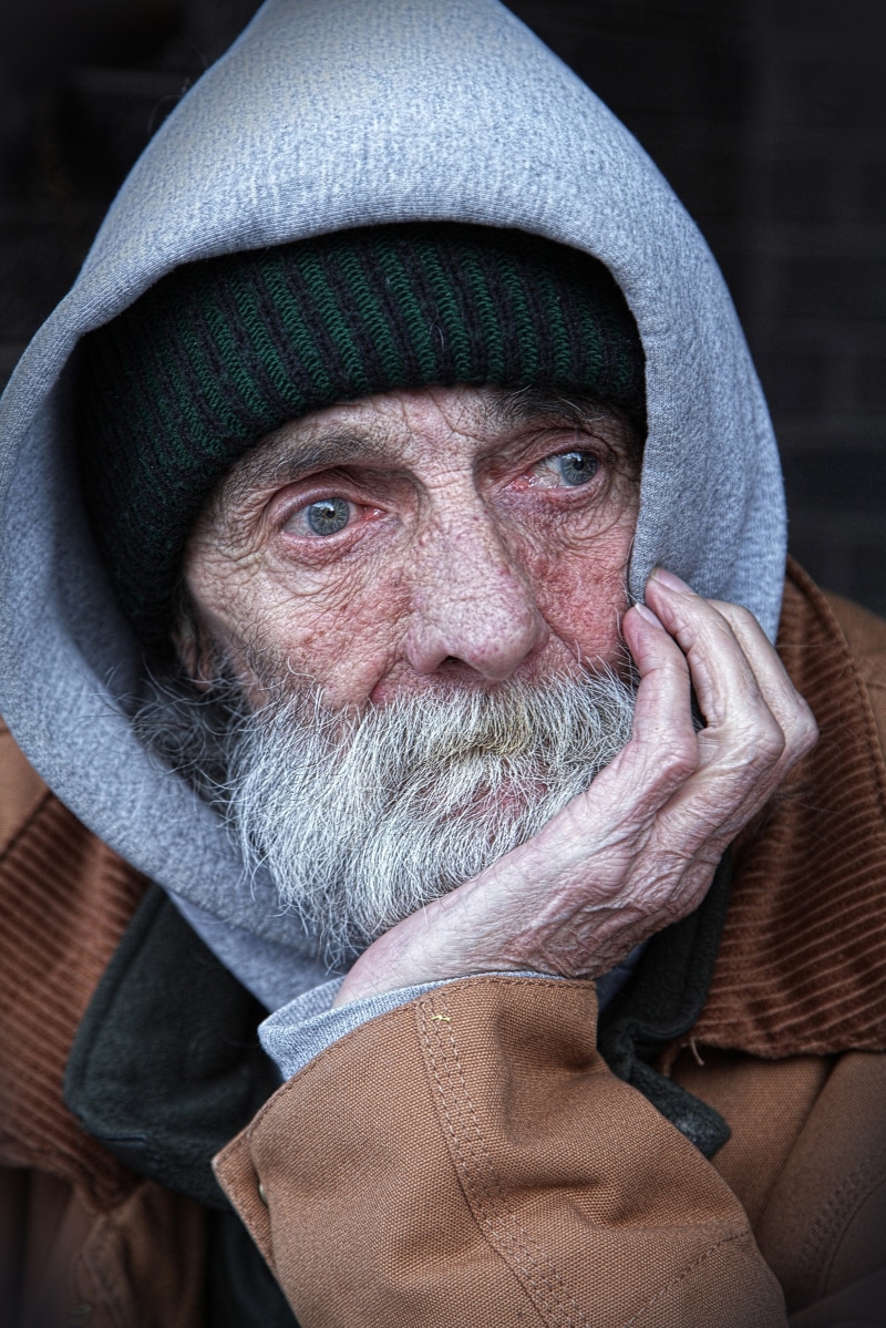 mature men, winter clothing, senior adult, clothing, poor, unhappy, one person, brown, 4K, beard, senior men, male, men, people, human face, depression - sadness